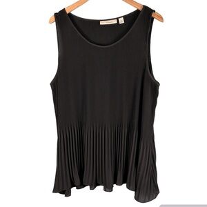 Sejour Black Pleated Tank Top Women's Size 18W